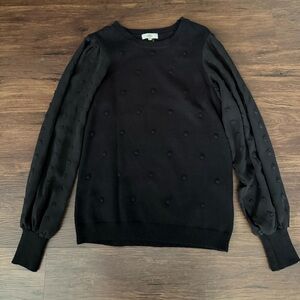Entro Black Sheer Sleeve Bobble Sweater Size S